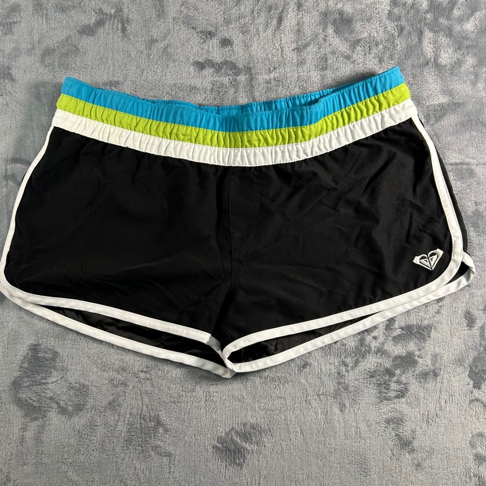 Roxy Womens Black Athletic Shorts‎ Rainbow Trim Pockets Size 9